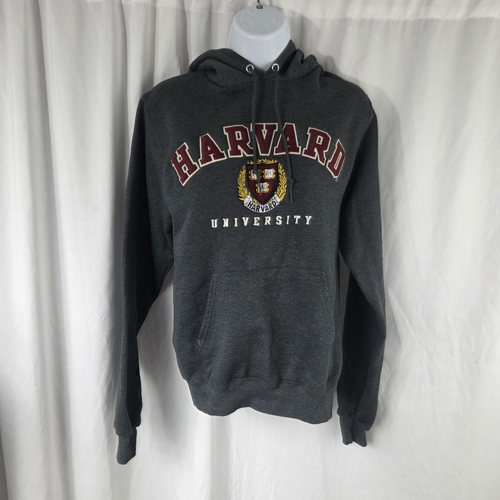 Champion Harvard Hoodie Mens XS Gray University Fleece Pullover Sweatshirt